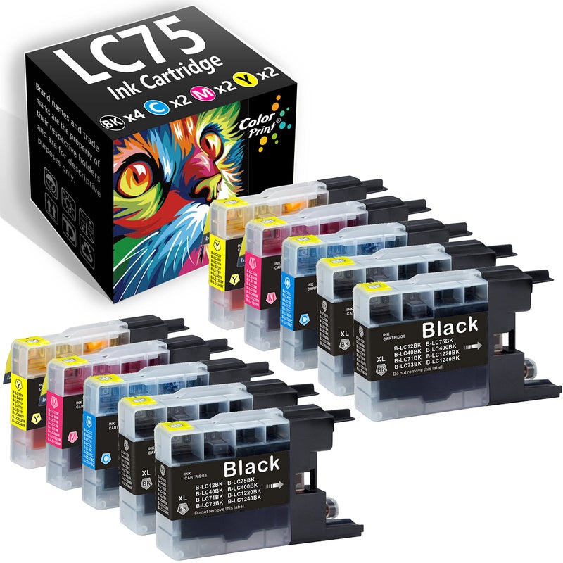 CP Compatible Ink cartridge Replacement for LC-75, 4BK,2C,2M,2Y, 10 Pack - Image 1